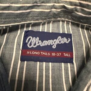Wrangler Mens Western Snap Shirt Blue White Striped X-Long Tails 18-37 Tall XL